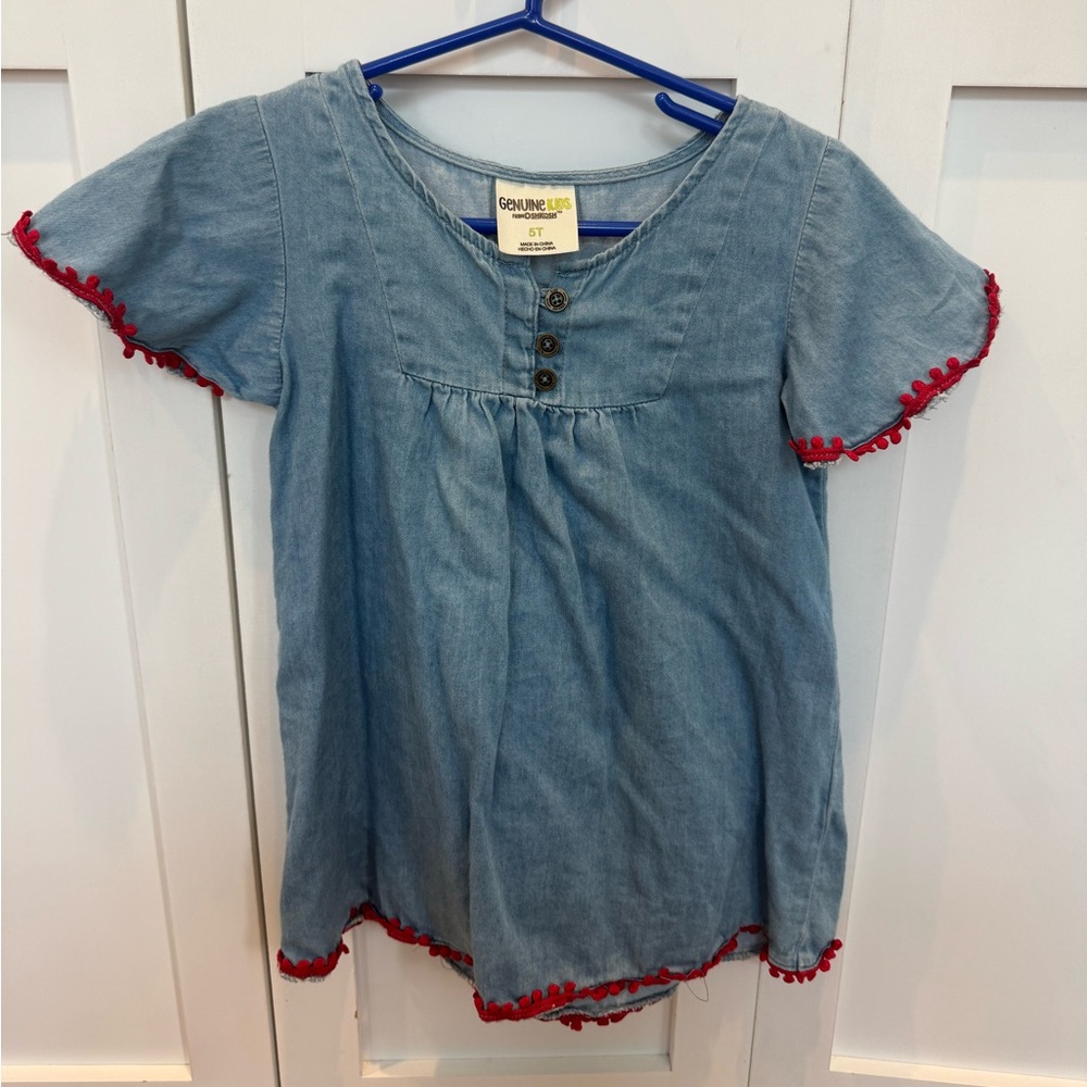 Gymboree Girls 5T Light Blue Chambray Tunic with Red Trim
